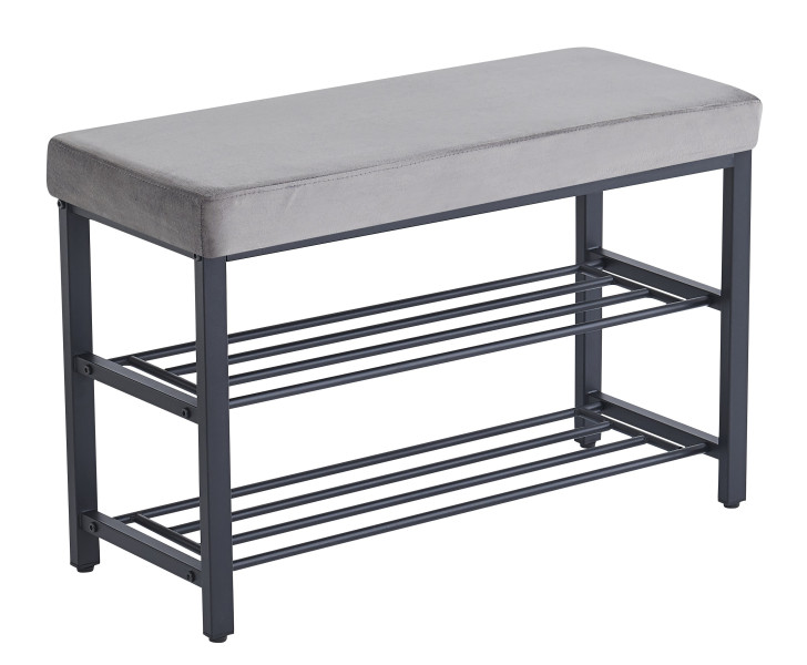 Szafka ławka półka na buty z siedziskiem tapicerowana welur szary 60 cm 994566