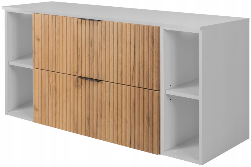 Szafka Łazienkowa 120 cm DĄB BLAT REGAŁ BIAŁY RYFLE 4S FLOW 432226