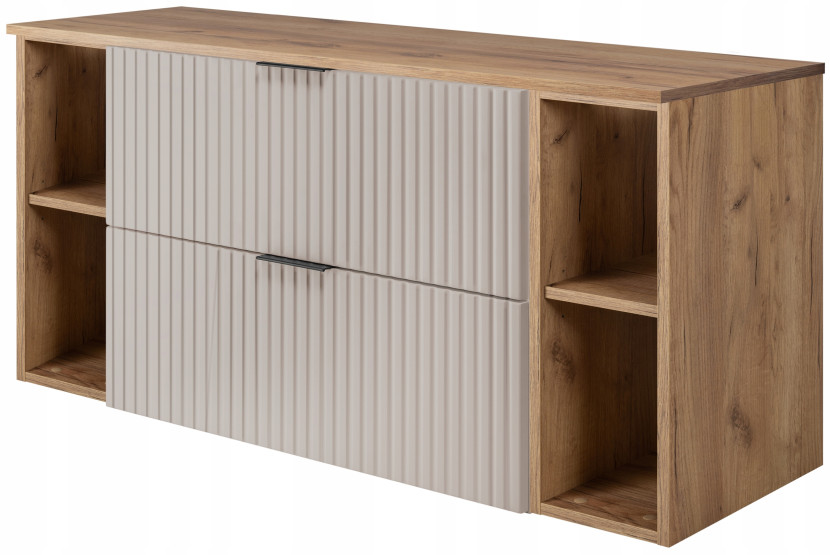 Szafka Łazienkowa 120 cm KASZMIR BLAT REGAŁ DĄB RYFLE FLOW 432231