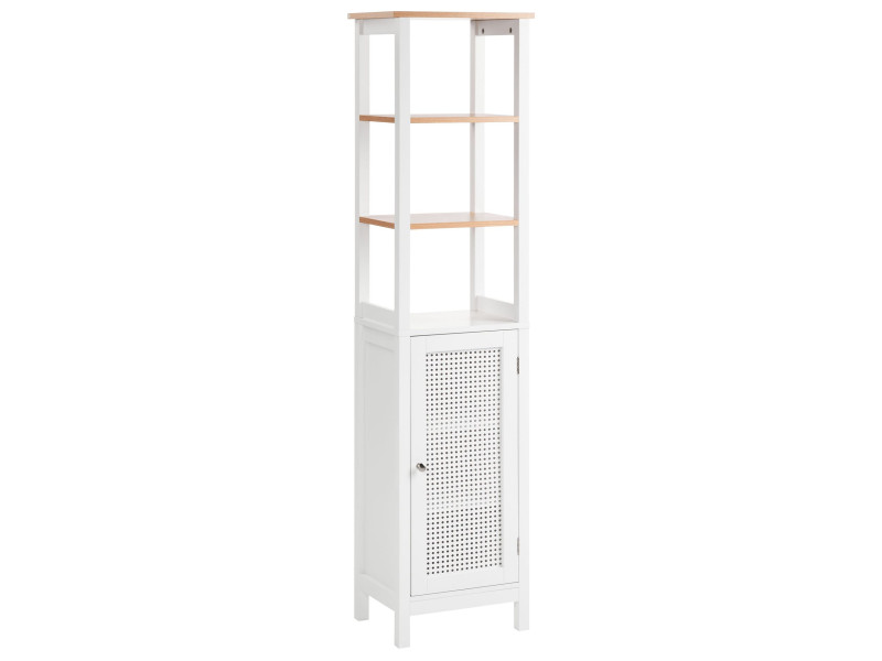 Szafka łazienkowa 30x160cm MDF z półkami biała 516890