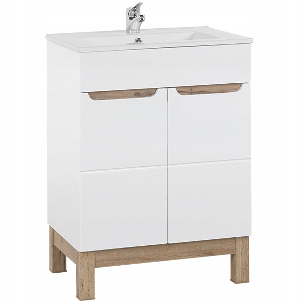 Szafka łazienkowa 60 cm BALI WHITE 820 z umywalką LAVA 60D 299514