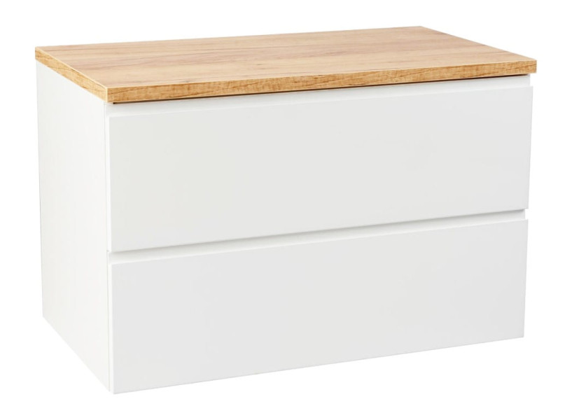 Szafka łazienkowa 60x50 cm wisząca biały połysk z blatem 408841