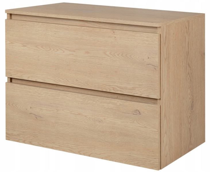 Szafka Łazienkowa 80 cm Dąb Jasny Blat Wisząca 2S SIMPLE 395366
