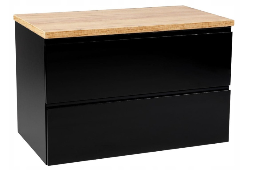 Szafka łazienkowa 80x50 cm wisząca czarny połysk z blatem 408850