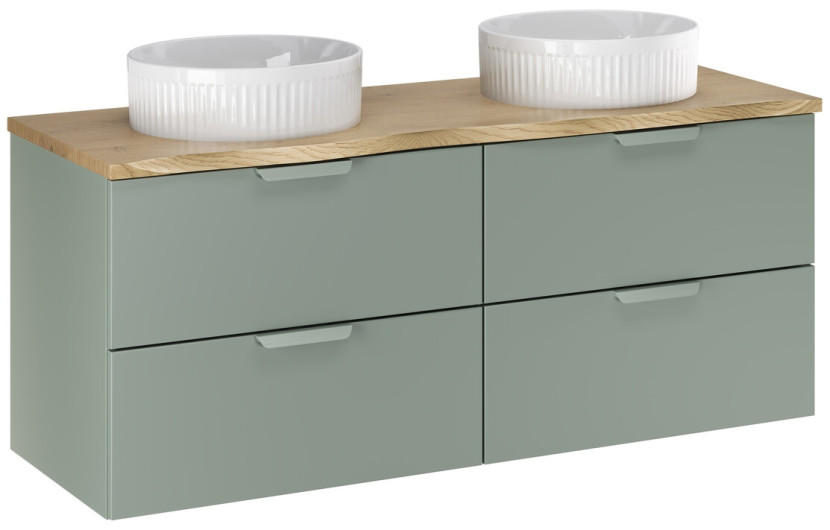 Szafka łazienkowa ASTER GREEN z blatem i umywalkami 120 cm zielony mat 994457