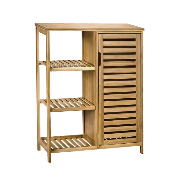 Szafka łazienkowa Bambusowa z 3 Półkami do Przechowywania Regał 87x66x33cm 742244