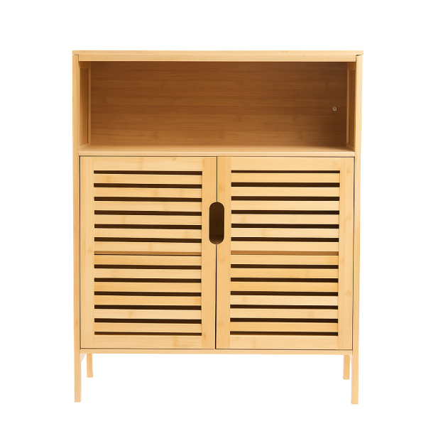 Szafka Łazienkowa Bambusowa z blatem Stojąca z półkami Regał 81x65x31cm 742243