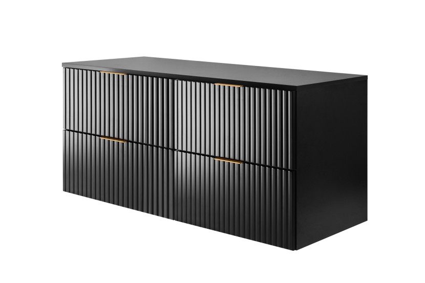 Szafka łazienkowa, czarna, 120 (2 x 60 cm) x 57 x 46 cm + blat 1060085