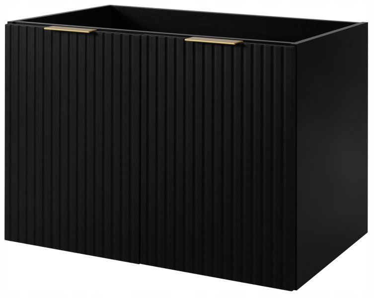 Szafka Łazienkowa czarna 80 cm Wisząca RYFLOWANA 636955