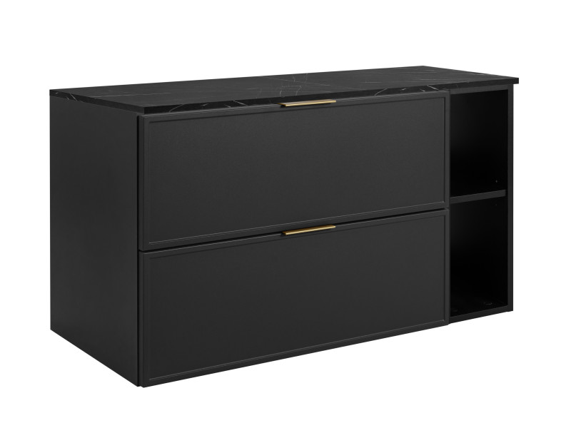 Szafka łazienkowa, czarna / blat czarny marmur (MDF), 100 x 57 x 46 cm 1059338