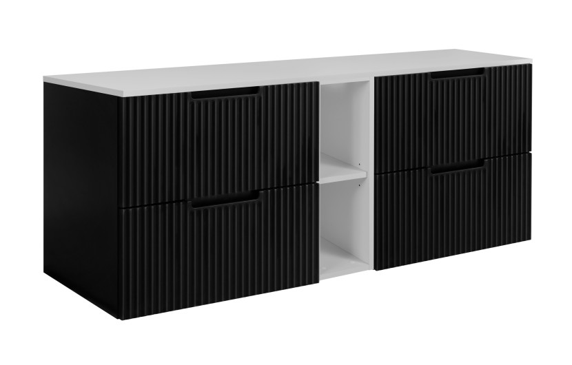 Szafka łazienkowa, czarno-biała, 140 (2 x 60 + 20) x 58,6 x 46 cm 1059621