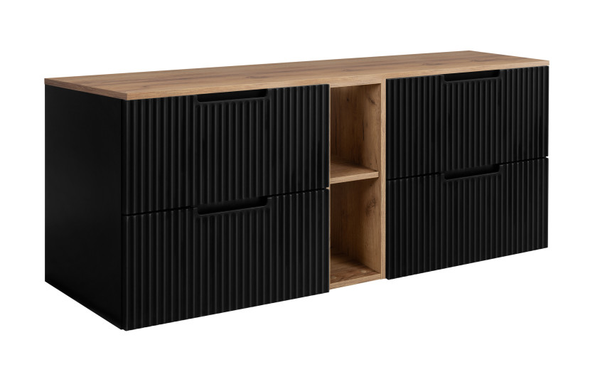 Szafka łazienkowa, czarny / dąb Craft, 140 (2 x 60 + 20) x 58,6 x 46 cm 1059824