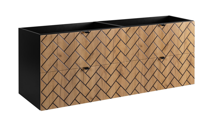 Szafka łazienkowa, Dąb Craft 160 x 57 x 46 cm, uchwyty czarne 1060118
