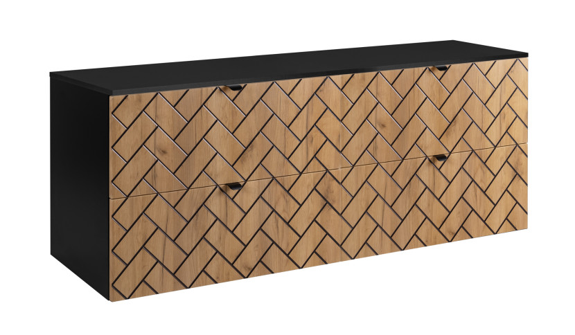 Szafka łazienkowa, Dąb Craft 160 x 57 x 46 cm, uchwyty czarne 1060043
