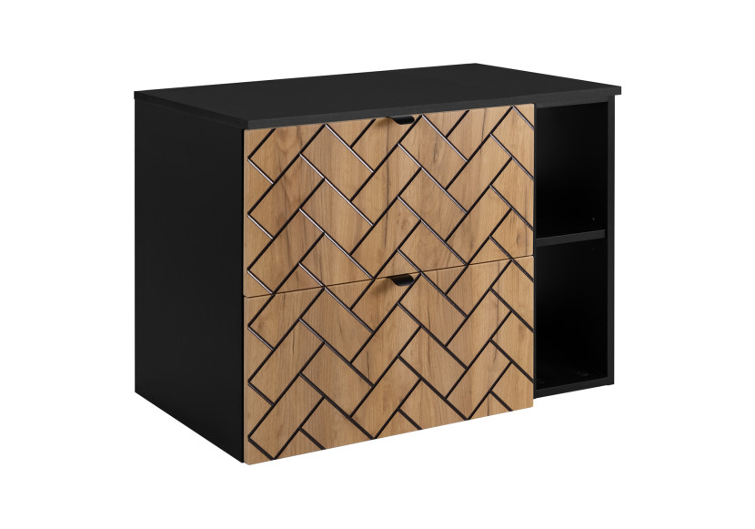 Szafka łazienkowa, Dąb Craft 80 x 57 x 46 cm, czarne uchwyty 1060125