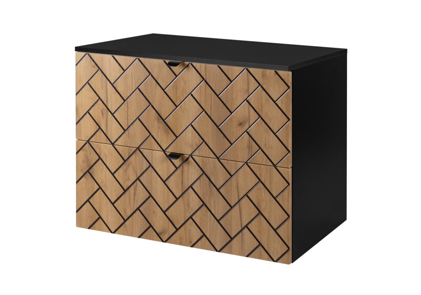 Szafka łazienkowa, Dąb Craft 80 x 57 x 46 cm, czarne uchwyty 1060484