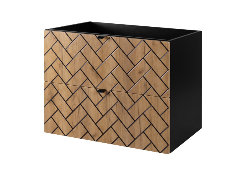 Szafka łazienkowa, Dąb Craft 80 x 57 x 46 cm, czarne uchwyty 1060491