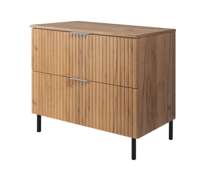 Szafka łazienkowa, dąb Craft, 80 x 77 x 46 cm, uchwyt srebrny + blat 1060051
