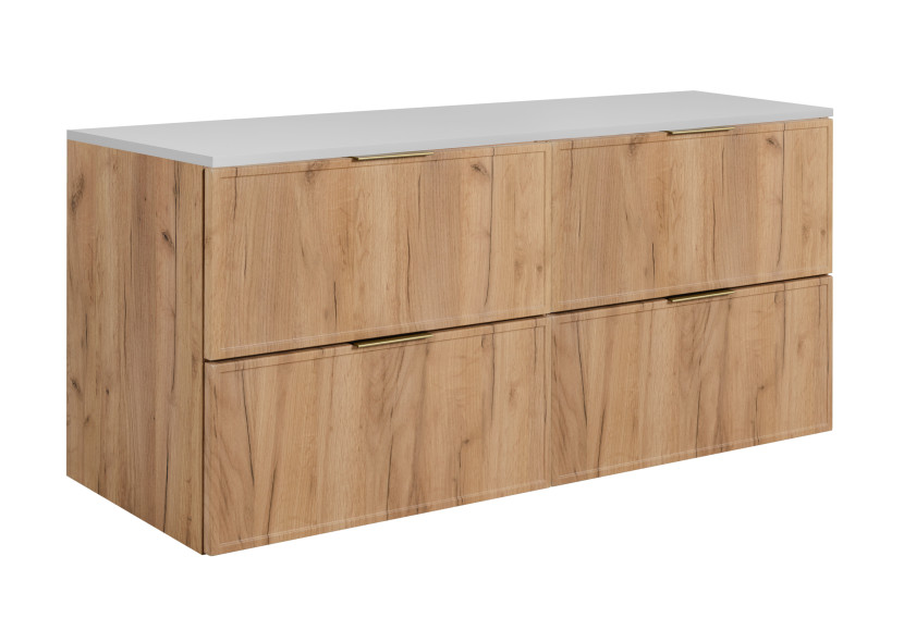 Szafka łazienkowa, dąb Craft / biały, uchwyt złoty, 120 x 46 x 57 cm 1059016