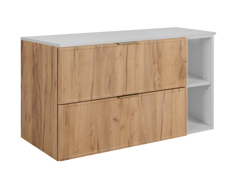 Szafka łazienkowa, dąb Craft / biały, uchwyt złoty, 80 x 46 x 57 cm 1059004