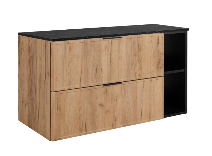 Szafka łazienkowa, dąb Craft / blat czarny marmur (MDF), 100 x 57 x 46 cm 1059348
