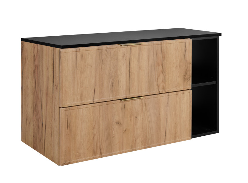 Szafka łazienkowa, dąb Craft / ciemnoszary, uchwyt złoty, 100 x 46 x 57 cm 1048320