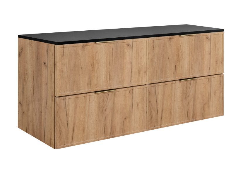 Szafka łazienkowa, dąb Craft / ciemnoszary, uchwyt złoty, 120 x 46 x 57 cm 1058969