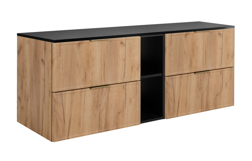 Szafka łazienkowa, dąb Craft / ciemnoszary, uchwyt złoty, 180 x 46 x 57 cm 1058976