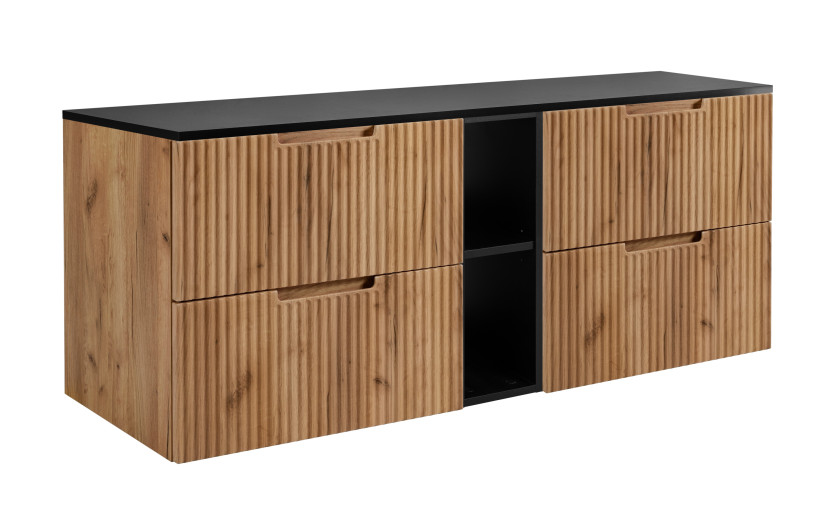 Szafka łazienkowa, dąb Craft / czarny, 140 (2 x 60 + 20) x 58,6 x 46 cm 1058901