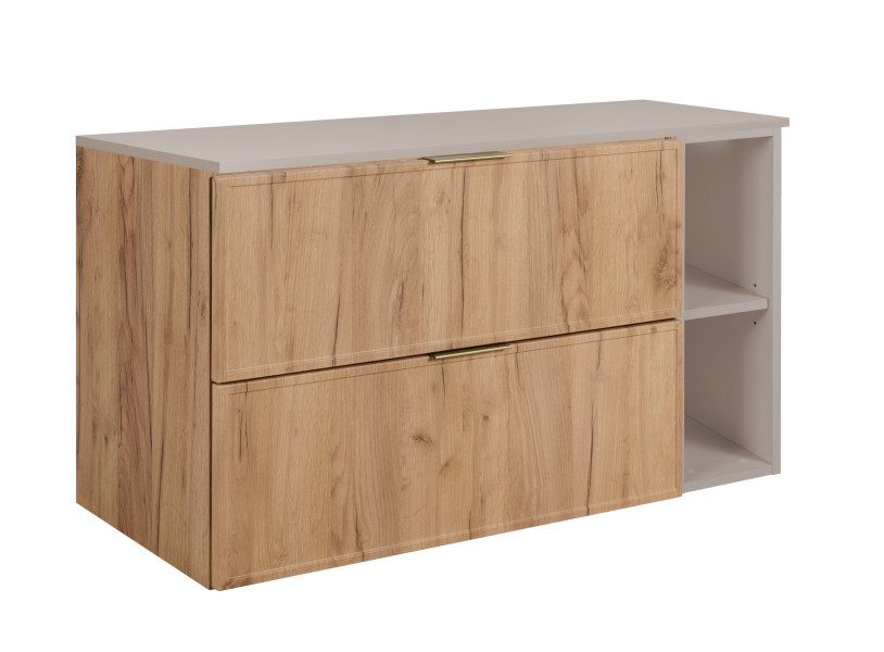 Szafka łazienkowa, dąb Craft / kaszmir, uchwyt złoty, 100 x 46 x 57 cm 1048316