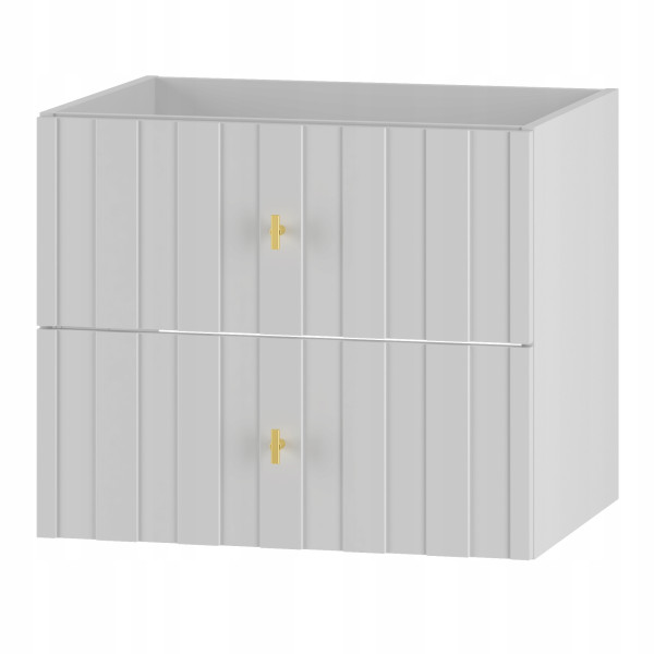 Szafka łazienkowa ELEGANTE 60 cm biała wisząca 2 szuflady złote uchwyty 775667
