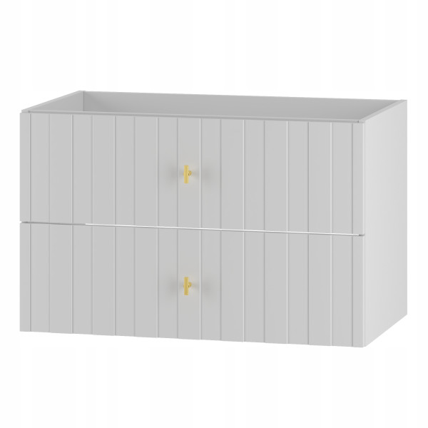 Szafka łazienkowa ELEGANTE 80 cm biała wisząca 2 szuflady złote uchwyty 775661