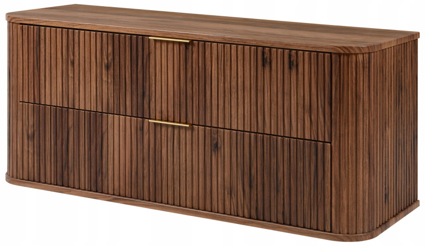 Szafka łazienkowa GLAMOUR 120 cm dąb orzech ryflowana wisząca 2 szuflady 786082