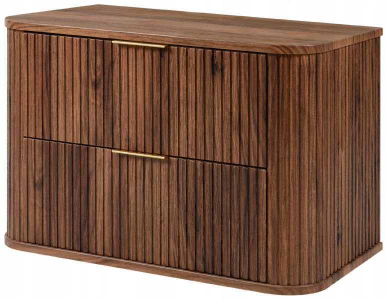 Szafka łazienkowa GLAMOUR 80 cm dąb orzech ryflowana wisząca 2 szuflady 786081