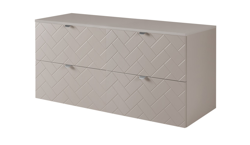 Szafka łazienkowa, Kaszmir, 120 x 57 x 46 cm, uchwyty srebrne 1067308