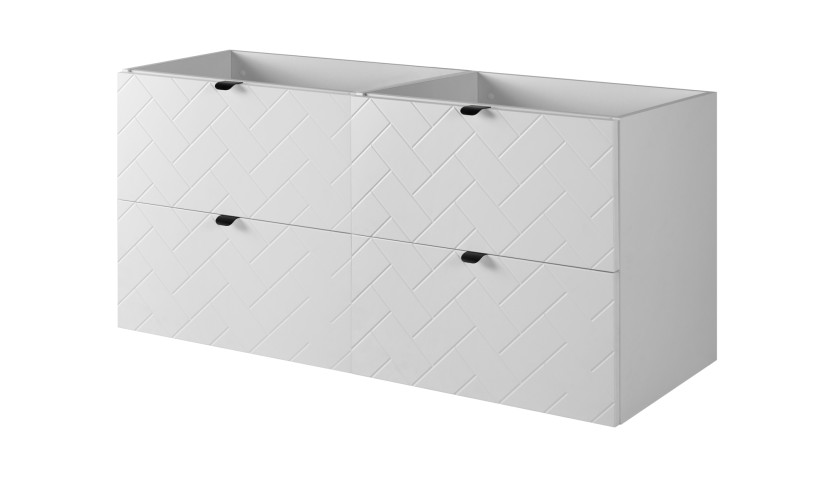 Szafka łazienkowa, matowa biel, 120 x 57 x 46 cm, czarne uchwyty 1060138