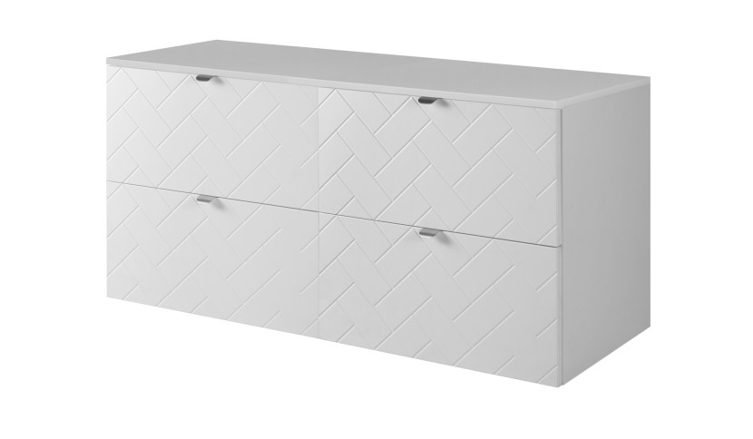 Szafka łazienkowa, matowa biel, 120 x 57 x 46 cm, uchwyty srebrne 1067302