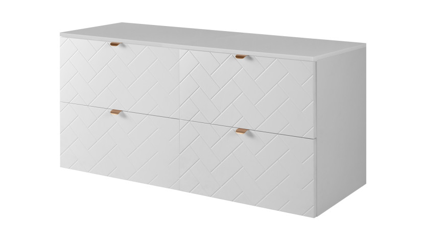 Szafka łazienkowa, matowa biel, 120 x 57 x 46 cm, uchwyty w kolorze złotym 1067301