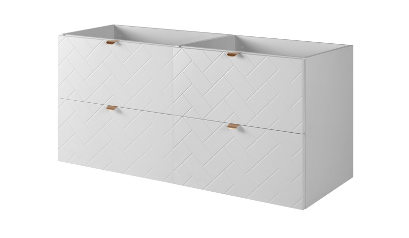 Szafka łazienkowa, matowa biel, 120 x 57 x 46 cm, uchwyty w kolorze złotym 1060137