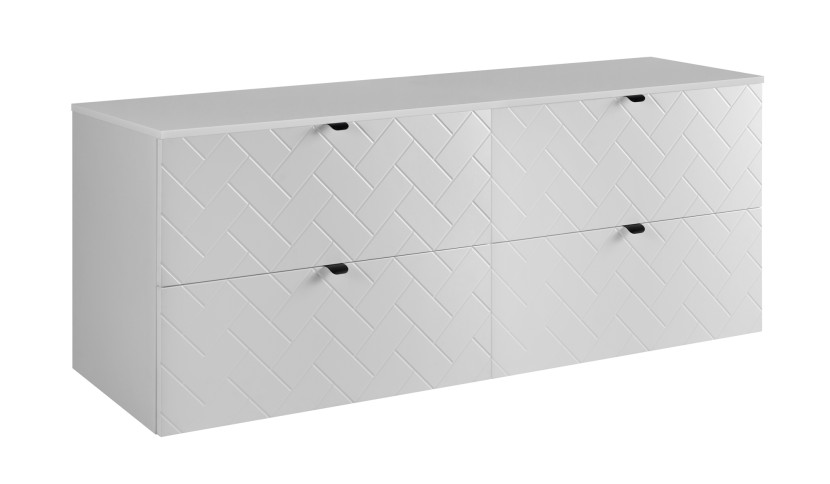 Szafka łazienkowa, matowa biel, 160 x 57 x 46 cm, czarne uchwyty 1060099