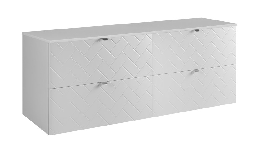 Szafka łazienkowa, matowa biel, 160 x 57 x 46 cm, uchwyty srebrne 1060122