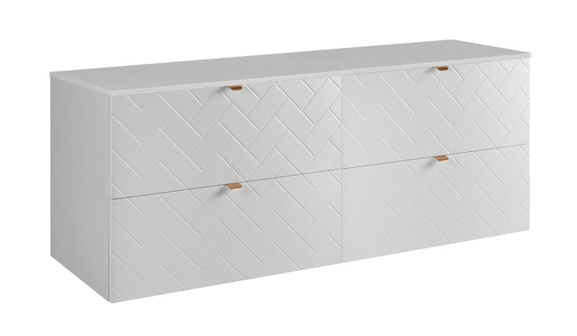 Szafka łazienkowa, matowa biel, 160 x 57 x 46 cm, uchwyty złote 1060116