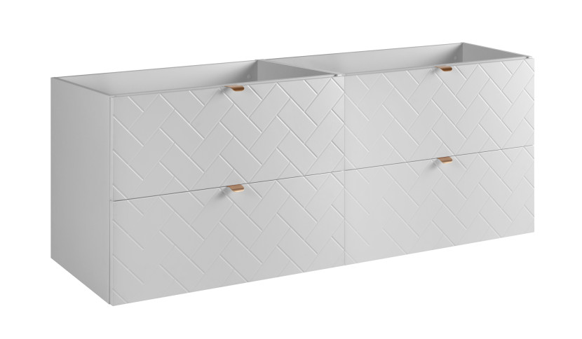 Szafka łazienkowa, matowa biel, 160 x 57 x 46 cm, uchwyty złote 1059997