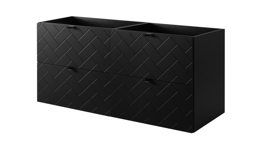 Szafka łazienkowa, matowa czerń, 120 x 57 x 46 cm, czarne uchwyty 1060080