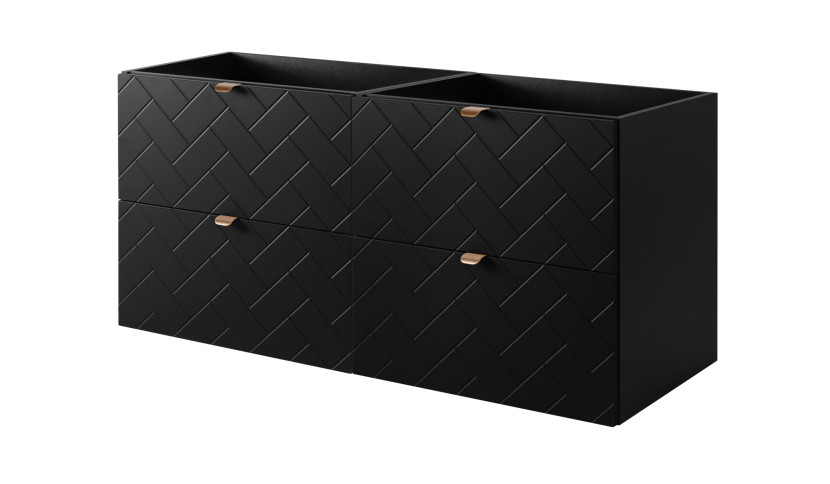 Szafka łazienkowa, matowa czerń, 120 x 57 x 46 cm, uchwyty w kolorze złotym 1060152