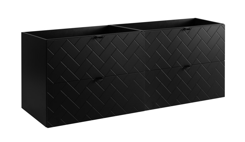 Szafka łazienkowa, matowa czerń, 160 x 57 x 46 cm, czarne uchwyty 1060102