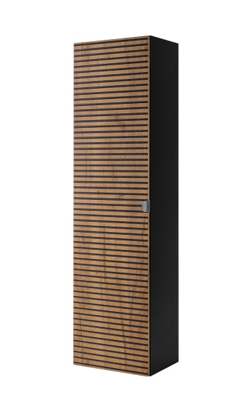 Szafka łazienkowa, matowa czerń, 35 x 136 x 27 cm, uchwyt srebrny 1092247