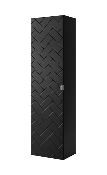 Szafka łazienkowa, matowa czerń, 35 x 136 x 27 cm, uchwyty srebrne 1059989