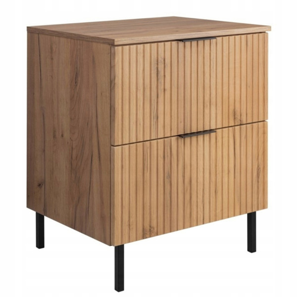 Szafka Łazienkowa Stojąca Pod Umywalkę Flisan Dąb 60X46 Cm Z Blatem Dąb 1058817