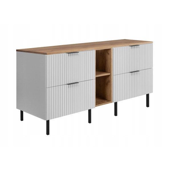 Szafka Łazienkowa Stojąca Pod Umywalkę Regał Blat 140X46Cm Flisan Biały Dąb 1058850